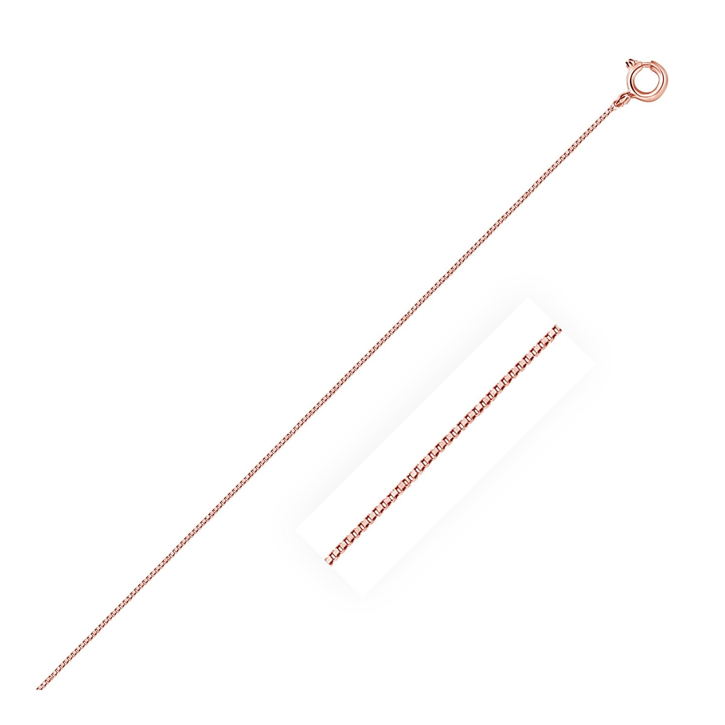 Size: 18'' - 14k Rose Gold Classic Box Chain 0.45mm