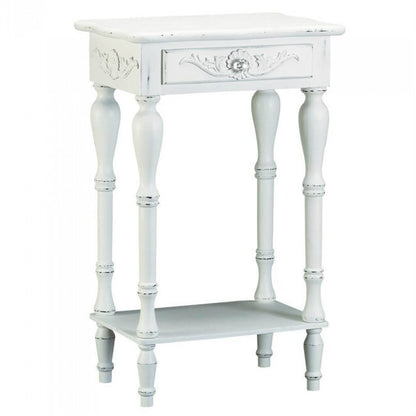 Carved White Side Table