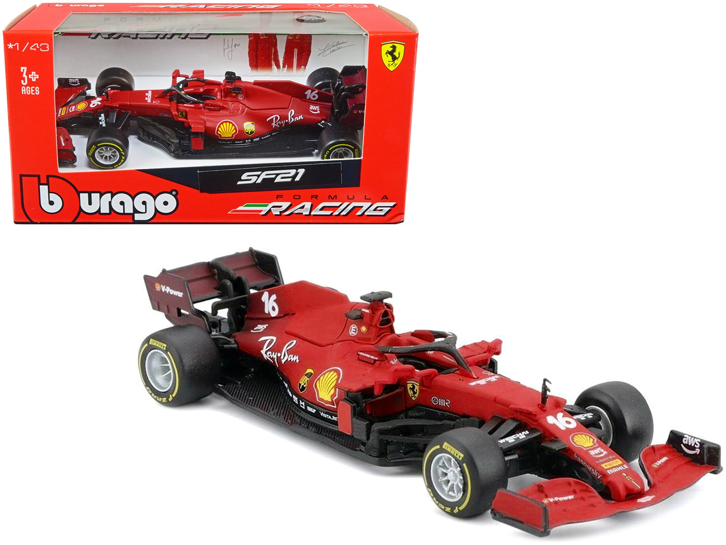 Ferrari SF21 #16 Charles Leclerc Formula One F1 World Championship (2021) Formula Racing Series 1/43 Diecast Model Car by Bburago