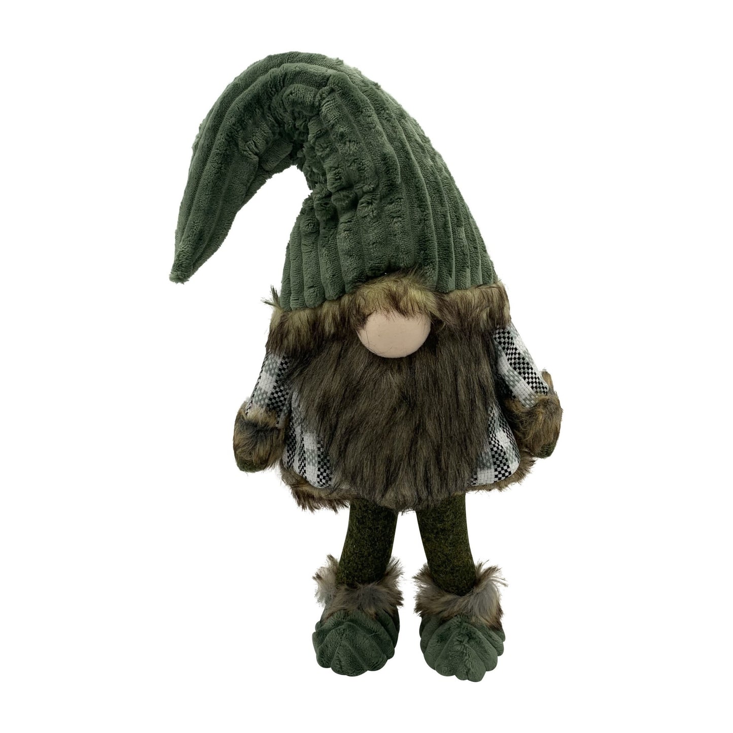 Dark Green and Plaid Fabric Gnome