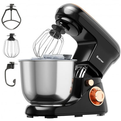 5.3 Qt Stand Kitchen Food Mixer 6 Speed with Dough Hook Beater-Black - Color: Black