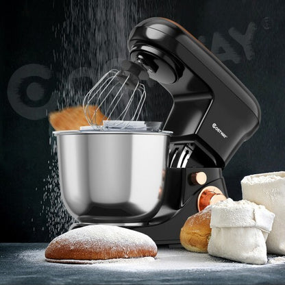 5.3 Qt Stand Kitchen Food Mixer 6 Speed with Dough Hook Beater-Black - Color: Black