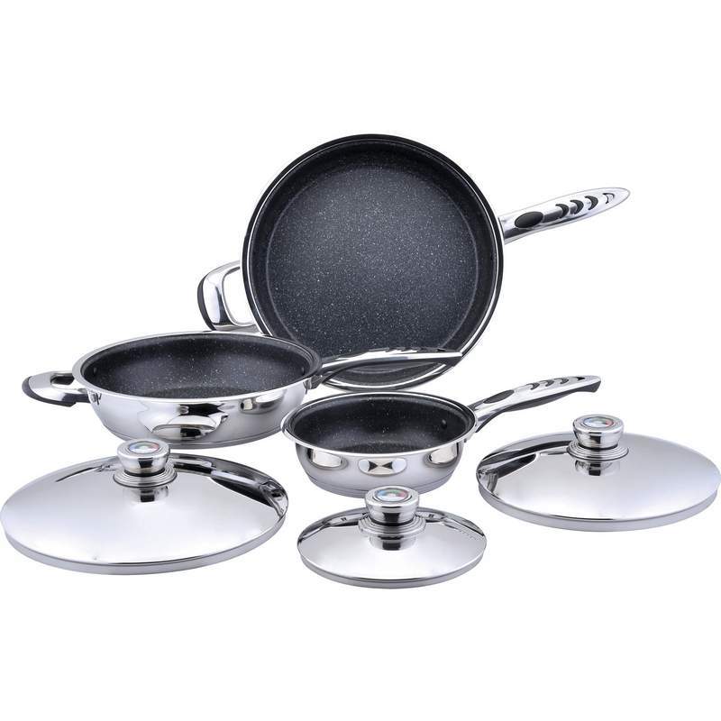 6pc High-Quality, Heavy-Gauge Stainless Steel Non-Stick Skillet Set