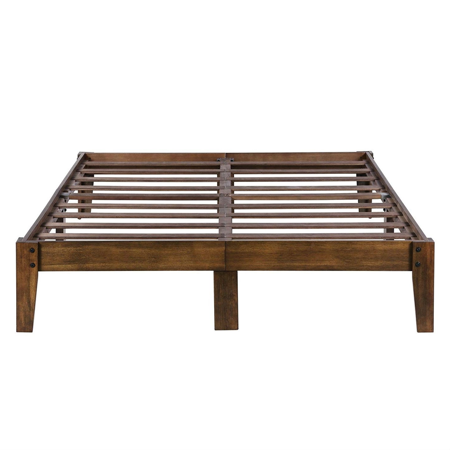 Queen size Solid Wood Platform Bed Frame in Brown Natural Finish